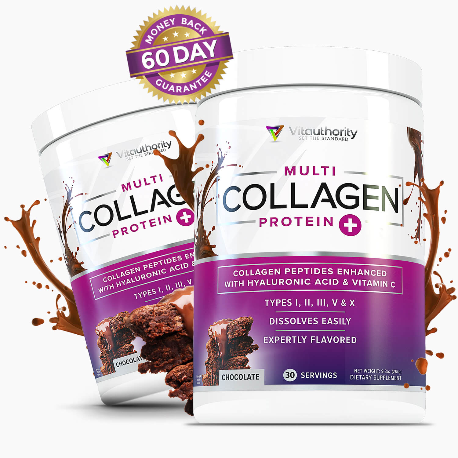 2 Bottles of Multi Collagen Peptides - Chocolate