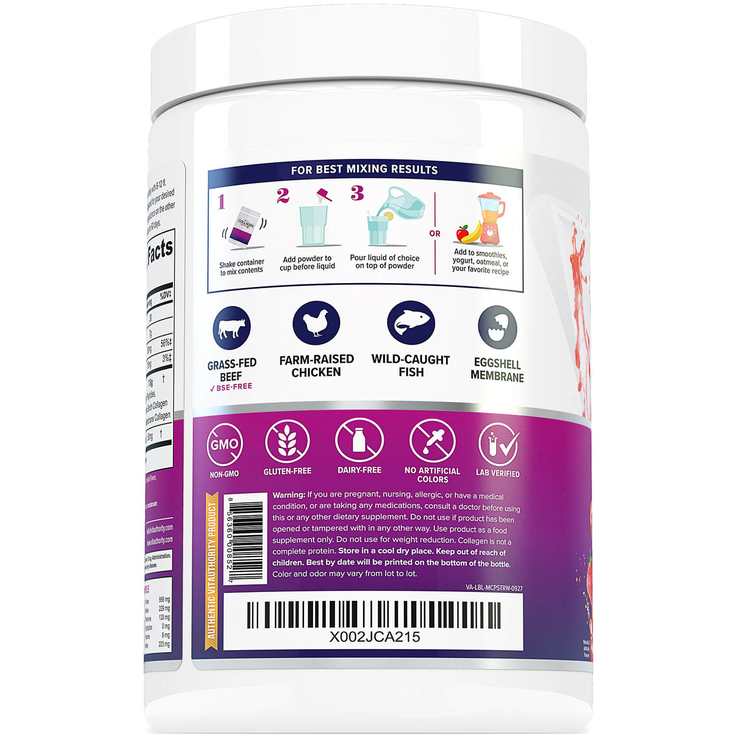 2 Bottles Multi Collagen Peptides - Strawberry